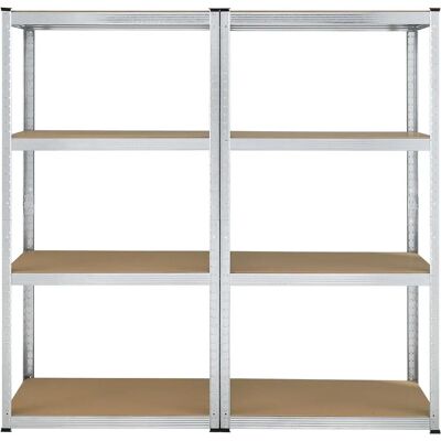 Juskys Easy 2x Regały magazynowe - 640kg - Srebro Juskys Easy 2x Regały magazynowe - 640kg - Srebro
