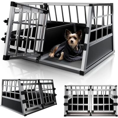 Juskys Aluminium Hundetransportbox L-X - 65 × 91 × 69 cm - Reisebox Grau/Schwarz Juskys Aluminium Hundetransportbox L-X - 65 × 91 × 69 cm - Reisebox Grau/Schwarz