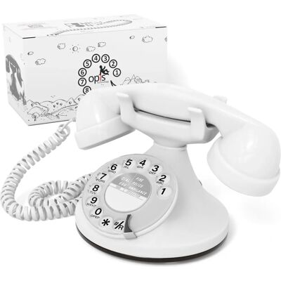 OPIS TECHNOLOGY Téléphone Rétro Blanc - Téléphone - Publicité OPIS TECHNOLOGY Téléphone Rétro Blanc - Téléphone - Publicité