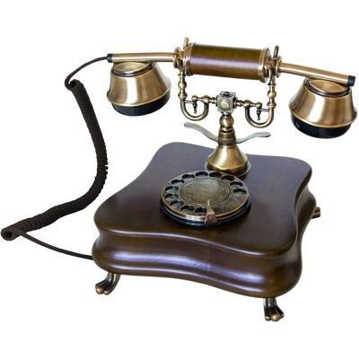 Téléphone Rétro en Bois et Métal Modèle B - Disque rotatif - Publicité Téléphone Rétro en Bois et Métal Modèle B - Disque rotatif - Publicité