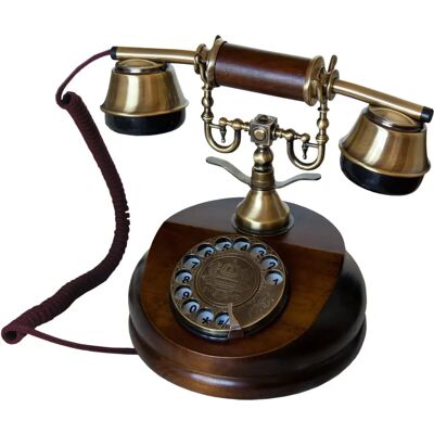 Téléphone filaire rétro Opis 1921 A - Design vintage en bois et métal - Publicité Téléphone filaire rétro Opis 1921 A - Design vintage en bois et métal - Publicité