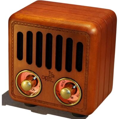 Radio Opis Technologie Bois de Cerisier Bluetooth FM Haut-Parleur Portable - Publicité Radio Opis Technologie Bois de Cerisier Bluetooth FM Haut-Parleur Portable - Publicité