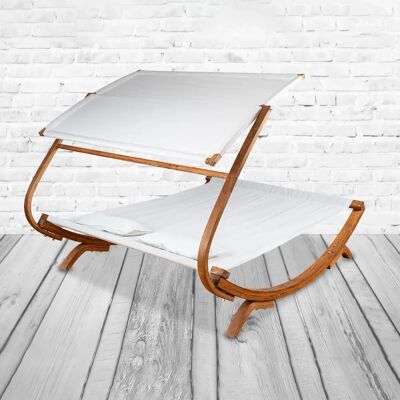 PureHaven - LoungeBedCanopy 220x168x135 - Creme - Massives Fichtenholz - Loungebett mit Dach PureHaven - LoungeBedCanopy 220x168x135 - Creme - Massives Fichtenholz - Loungebett mit Dach