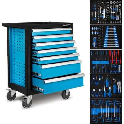 Carro de herramientas taller azul EBERTH con 7 cajones y 5 con herramientas Carro de herramientas taller azul EBERTH con 7 cajones y 5 con herramientas