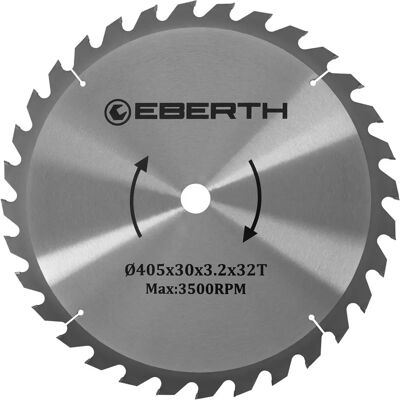 Eberth 405mm Lame de Scie Circulaire - 32 Dents pour Bois - Publicité Eberth 405mm Lame de Scie Circulaire - 32 Dents pour Bois - Publicité