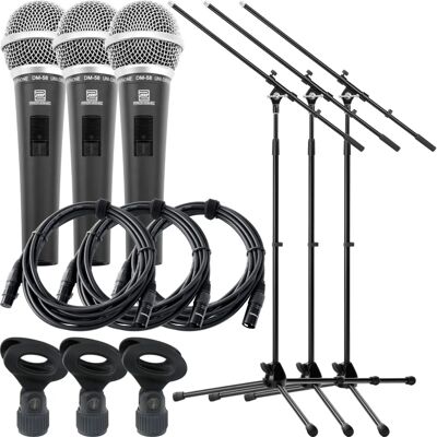 Pronomic - 3x Micros dynamiques - Karaoké Pied - Ensemble Microphones - Publicité Pronomic - 3x Micros dynamiques - Karaoké Pied - Ensemble Microphones - Publicité