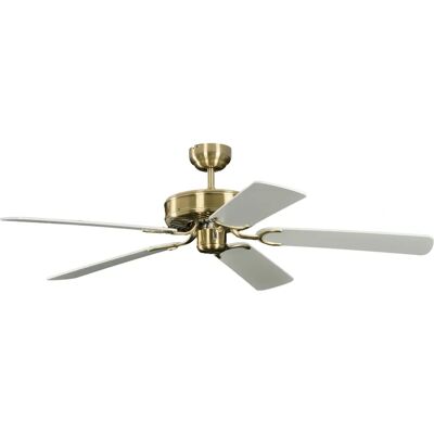 Pepeo Antiek Messing Wit Plafondventilator 132cm - Ventilator Pepeo Antiek Messing Wit Plafondventilator 132cm - Ventilator