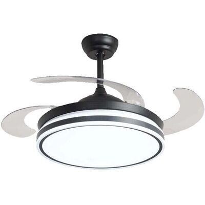 Ventilateur de plafond Ganuwa rétractable avec LED & Télécommande - Noir - Publicité Ventilateur de plafond Ganuwa rétractable avec LED & Télécommande - Noir - Publicité