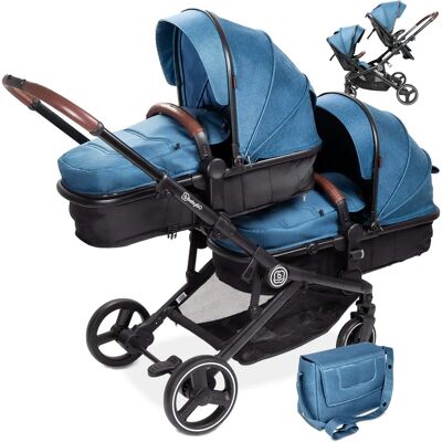 babyGO Zwillinge Kinderwagen - Verstellbar, Drehbare Räder babyGO Zwillinge Kinderwagen - Verstellbar, Drehbare Räder