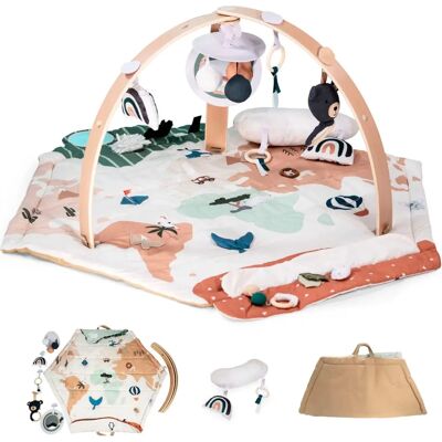 babyGO Bianca Wereld Houten Activiteit Gym & Mat - Spelen & Ontdekken babyGO Bianca Wereld Houten Activiteit Gym & Mat - Spelen & Ontdekken