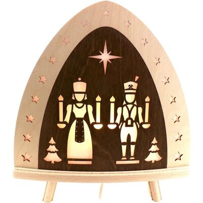 WEIGLA Engel und Bergmann, Holz Dekoleuchte - Schwibbogen WEIGLA Engel und Bergmann, Holz Dekoleuchte - Schwibbogen