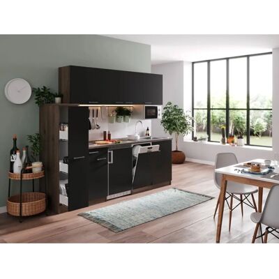 Respekta York konyhai szett - Fekete és tölgy - 225cm Respekta York konyhai szett - Fekete és tölgy - 225cm
