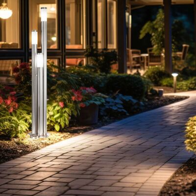 ETC-SHOP - Garden lamp 170 cm - argentato - 3x4W 320lm - lampada da esterno ETC-SHOP - Garden lamp 170 cm - argentato - 3x4W 320lm - lampada da esterno