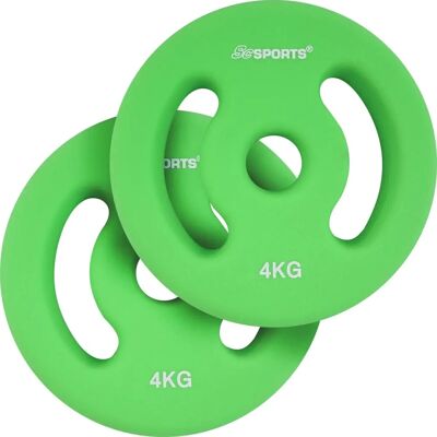 ScSPORTS Neoprén súlykorongok - Zöld, 2x4kg, Ø30/31mm - Súlykorongok rudakhoz, kézi súlyzókhoz, fitnesz felszereléshez ScSPORTS Neoprén súlykorongok - Zöld, 2x4kg, Ø30/31mm - Súlykorongok rudakhoz, kézi súlyzókhoz, fitnesz felszereléshez