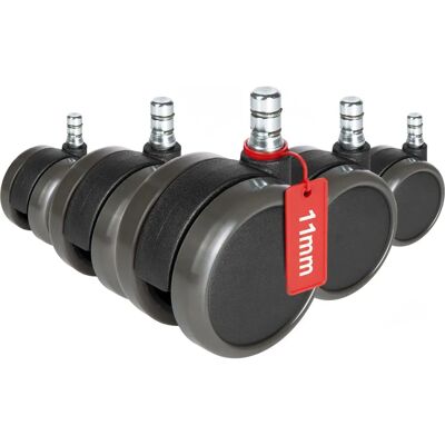 hjh OFFICE 5x ROLO FREE 11mm/65mm Kółka do Krzeseł Biurkowych - Na Twarde Podłogi hjh OFFICE 5x ROLO FREE 11mm/65mm Kółka do Krzeseł Biurkowych - Na Twarde Podłogi