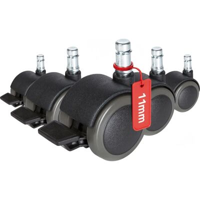 hjh OFFICE 5x Rolo Stop 11mm/50mm Twarde Podłogi - Kółka do Krzesła hjh OFFICE 5x Rolo Stop 11mm/50mm Twarde Podłogi - Kółka do Krzesła