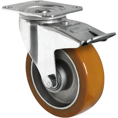 Koło z PU Kaiserkraft - Podwójny hamulec - Aluminiowa felga - 100x40 mm - Typ koła Koło z PU Kaiserkraft - Podwójny hamulec - Aluminiowa felga - 100x40 mm - Typ koła