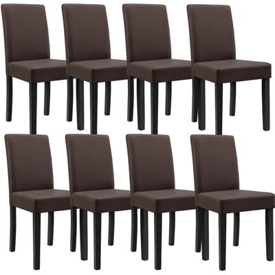 en.casa 8 Sedie da Pranzo in Pelle Sintetica Marrone - Gambe in Legno Massiccio en.casa 8 Sedie da Pranzo in Pelle Sintetica Marrone - Gambe in Legno Massiccio
