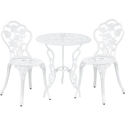 Casa.pro Garten Bistro Set - Weiß - Rundtisch & 2 Stühle - Gartenmöbel Casa.pro Garten Bistro Set - Weiß - Rundtisch & 2 Stühle - Gartenmöbel