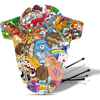 Riesel Design MTB Voorvork Spatlap - Stickerbomb - Lichtgewicht & Duurzaam Riesel Design MTB Voorvork Spatlap - Stickerbomb - Lichtgewicht & Duurzaam
