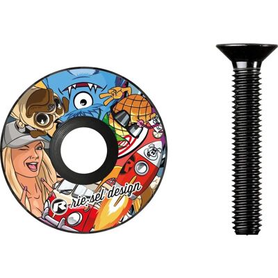Riesel - stem cap - Stickerbomb - Kohlenstoff - Headset-Kappe Riesel - stem cap - Stickerbomb - Kohlenstoff - Headset-Kappe