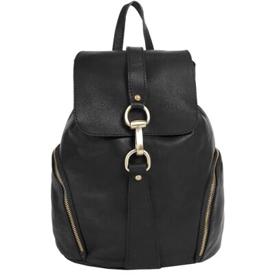 Cityrucksack FORTY - 33x28x17cm, schwarz, echtes Leder, Italien Cityrucksack FORTY - 33x28x17cm, schwarz, echtes Leder, Italien