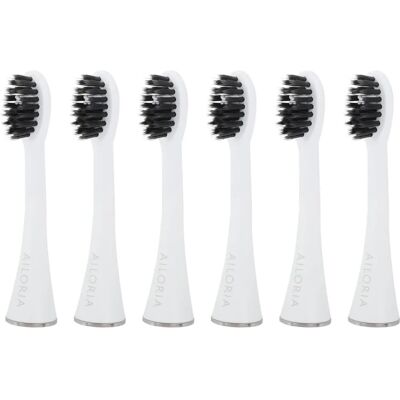 Ailoria Shine Bright Ersatzbürstenköpfe - 6er Set, Weiß, Aktivkohle, Sanft, Sicher Ailoria Shine Bright Ersatzbürstenköpfe - 6er Set, Weiß, Aktivkohle, Sanft, Sicher