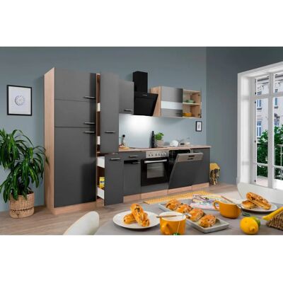 Unità Cucina Respekta Hamburg - Colore rovere, ante in vetro, 310cm Unità Cucina Respekta Hamburg - Colore rovere, ante in vetro, 310cm