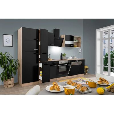 RESPEKTA Cucina Hamburg - 310cm, nera, con elettrodomestici RESPEKTA Cucina Hamburg - 310cm, nera, con elettrodomestici