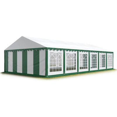 Tente de Fête Toolport 6x12m Vert-Blanc - PVC 700 Imperméable - Publicité Tente de Fête Toolport 6x12m Vert-Blanc - PVC 700 Imperméable - Publicité