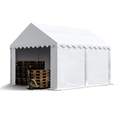 TOOLPORT White 3x4m Storage Tent - Waterproof, Expandable Shelter TOOLPORT White 3x4m Storage Tent - Waterproof, Expandable Shelter