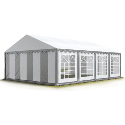 Tente de fête en PVC imperméable gris-blanc 5x8m - Tente de fête - Publicité Tente de fête en PVC imperméable gris-blanc 5x8m - Tente de fête - Publicité