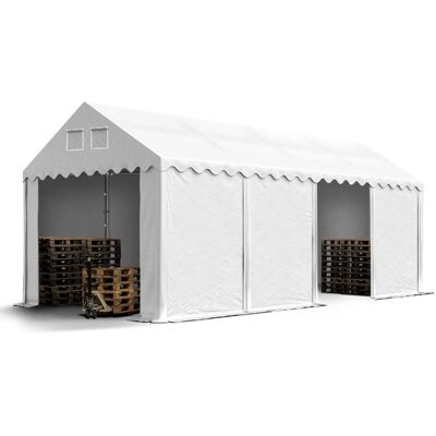 Tente de stockage TOOLPORT 3x8m - PVC 800 étanche - Blanc - Publicité Tente de stockage TOOLPORT 3x8m - PVC 800 étanche - Blanc - Publicité