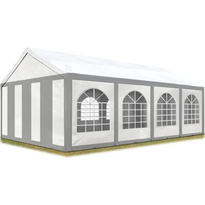 TOOLPORT 4x8m Tenda de Festa Cinza e Branca - Impermeável PE, Modular TOOLPORT 4x8m Tenda de Festa Cinza e Branca - Impermeável PE, Modular