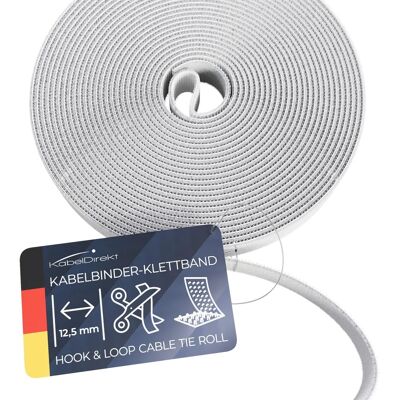 KABELDIREKT 12,5mm x 5m Abraçadeira de cabos - Ajustável, fibra sintética, micro ganchos KABELDIREKT 12,5mm x 5m Abraçadeira de cabos - Ajustável, fibra sintética, micro ganchos