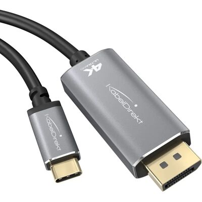 Adaptateur USB-C à DisplayPort KabelDirekt - 2m - Certifié Adaptateur USB-C à DisplayPort KabelDirekt - 2m - Certifié