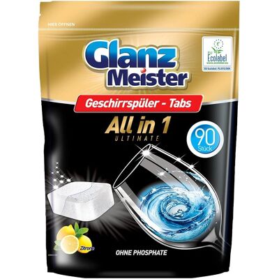 GlanzMeister Geschirrspül Tabs - 90 Stück - Alles in 1 GlanzMeister Geschirrspül Tabs - 90 Stück - Alles in 1
