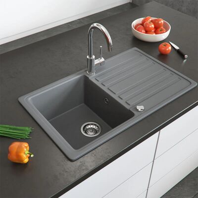 Lavello Bergström - 76.5 x 46 cm, Grigio, con scola - Lavello Lavello Bergström - 76.5 x 46 cm, Grigio, con scola - Lavello