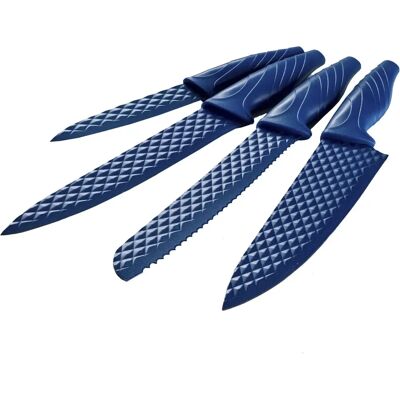 MODERNE HAUSFRAU Premium-Messerset „Diamant“, 4-teilig blau - Messer-Set MODERNE HAUSFRAU Premium-Messerset „Diamant“, 4-teilig blau - Messer-Set