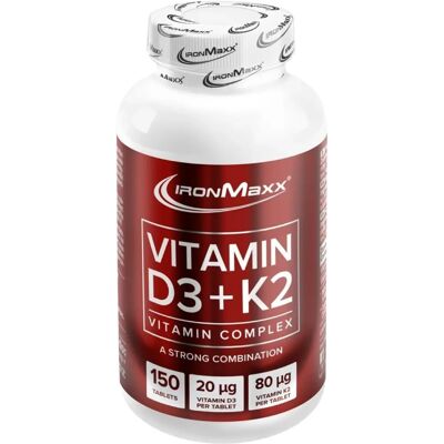 IronMaxx Vitamin D3 + K2 - 150 Tabletten - Unterstützt Immun- und Knochengesundheit IronMaxx Vitamin D3 + K2 - 150 Tabletten - Unterstützt Immun- und Knochengesundheit
