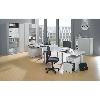 Kaiserkraft HANNA - Escritorio ajustable - Gris claro - Estructura en C Kaiserkraft HANNA - Escritorio ajustable - Gris claro - Estructura en C