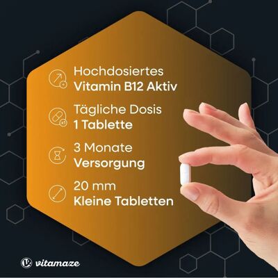 Vitamaze GmbH B12 Aktiv 1000 μg Vegane Tabletten - Nahrungsergänzung Vitamaze GmbH B12 Aktiv 1000 μg Vegane Tabletten - Nahrungsergänzung