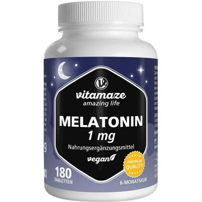 Vitamaze - MELATONIN 1 mg hochdosiert vegan Tabletten - 180 St - Dietary Supplement Vitamaze - MELATONIN 1 mg hochdosiert vegan Tabletten - 180 St - Dietary Supplement