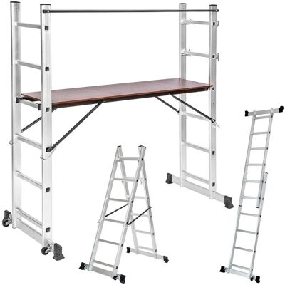 Tectake Aluminium Multi-purpose Ladder - Zilver - Ladder, Steiger, Telescopisch, Veiligheid, Werkplaats Tectake Aluminium Multi-purpose Ladder - Zilver - Ladder, Steiger, Telescopisch, Veiligheid, Werkplaats