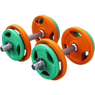 Gorilla Sports Justerbara Hantelset - 20kg - Färgade och Grå viktskivor - Styrketräning & Crossfit Gorilla Sports Justerbara Hantelset - 20kg - Färgade och Grå viktskivor - Styrketräning & Crossfit