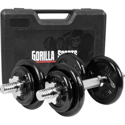 Gorilla Sports Regulowane hantle 20 kg - Zestaw Gorilla Sports Regulowane hantle 20 kg - Zestaw