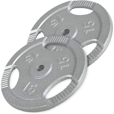 Gorilla Sports Viktskivor - 15kg-set för skivstång och träning Gorilla Sports Viktskivor - 15kg-set för skivstång och träning