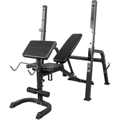 Gorilla Sports Justerbar bänk med squatstativ - Svart Gorilla Sports Justerbar bänk med squatstativ - Svart