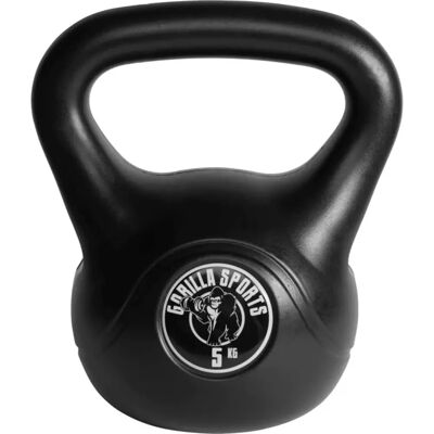 Gorilla Sports Schwarze Kettlebell - 2-20kg Schweres Zement Fitnessgerät Gorilla Sports Schwarze Kettlebell - 2-20kg Schweres Zement Fitnessgerät