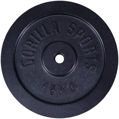 Gorilla Sports Czarna talerz z odlewu żeliwnego - 0,5kg-30kg Gorilla Sports Czarna talerz z odlewu żeliwnego - 0,5kg-30kg